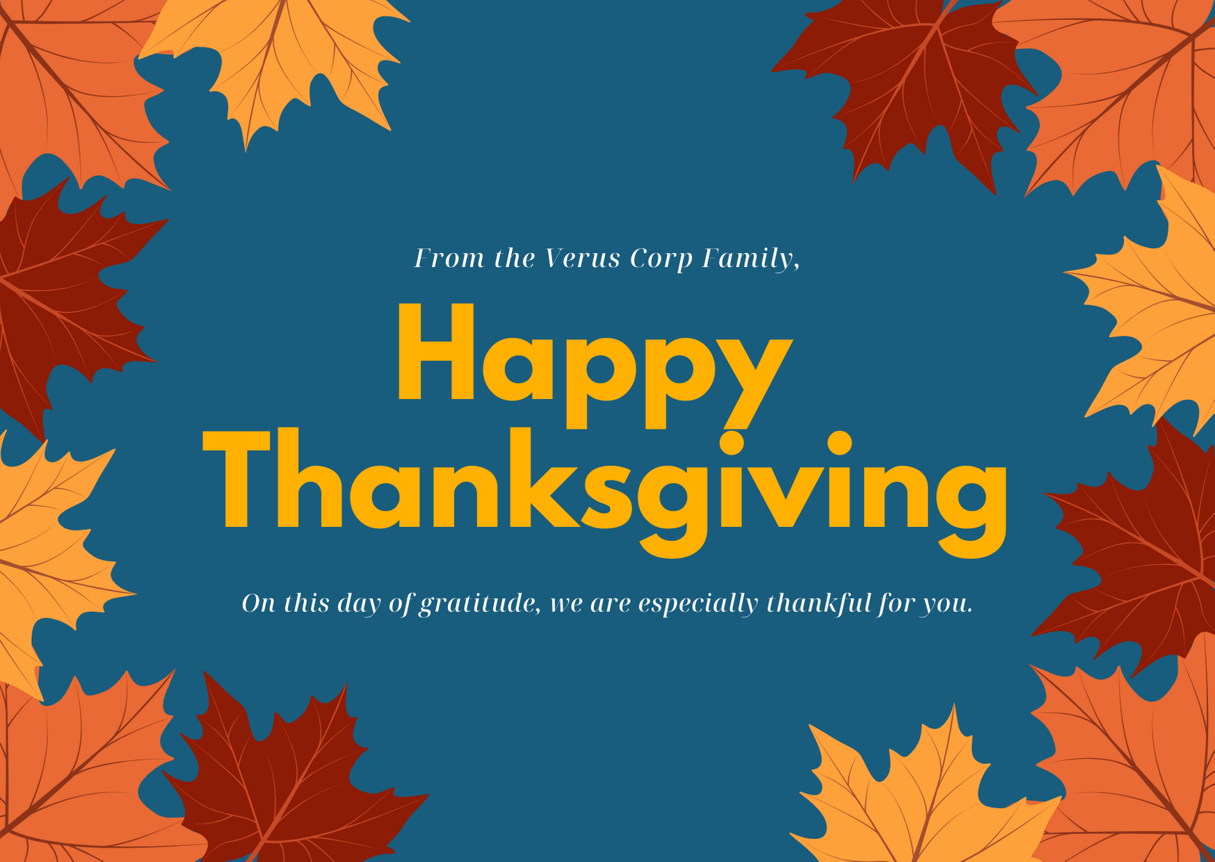 Happy Thanksgiving From The Verus Corp Family Minneapolis Cloud Services And Managed Service Provider Verus Corporation
